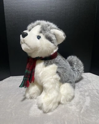 Vintage Vons Grocery Plush Dog Siberian Husky Puppy Scarf Sitting 13" Realistic - Image 1 of 4