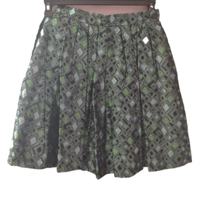 Vintage Yves Saint Laurent Encore Geometric Print Satin Pleated Skirt Pls Rd Des - Picture 1 of 10