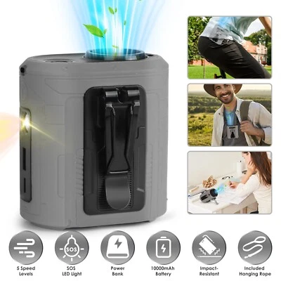 Portable Waist Fan Battery Powered Belt Fan 10000mAh Power Bank Outdoor Camping - Image 1 of 4
