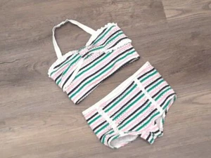 NWOT Janie and Jack girls size 5 retro swim set navy pink green preppy nautical - Picture 1 of 4