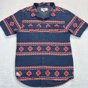 10 Deep Patterned Shirt Short Sleeve Button Up Cotton Casual Mens Sz Large READ - Picture 1 of 10