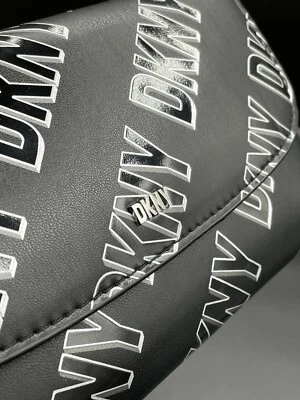 DKNY Women's Black/White Phoenix Woc Leather Logo Printed Card Holder Wallet NWT - Image 1 of 4