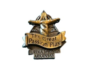 The Great Passion Play Eureka Springs Arkansas Vintage Rare Lapel Pin Pewter - Picture 1 of 2