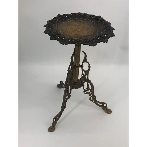 Exceptional Antique Victorian Brass Round Fern Stand B & H Era Cover