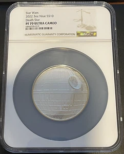2022 3 Oz Silber Nuie 10 $ Star Wars Todesstern NGC PF 70 Ultra Cameo Dark Side!! - Bild 1 von 5