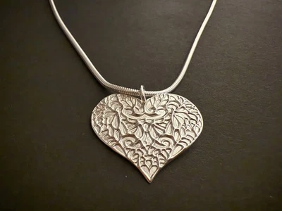 Paisley Herz-Anhänger 3x3 aus Silber 950 mit Silberkette - Unikat - Neu - - Bild 1 von 4