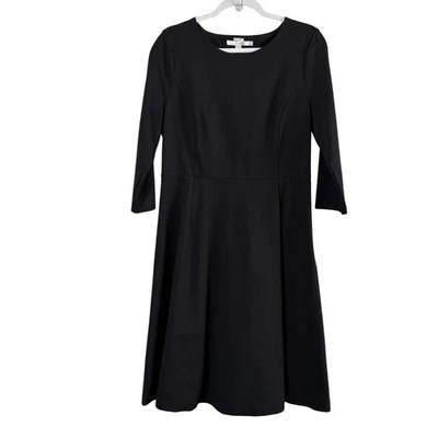 Boden Irene Ponte Knit Dress Size 12 R Black Fit Flare 3/4 Sleeve Party Preppy - Image 1 of 4