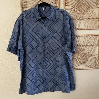 Bodhi by Kotomori Aloha Hawaiian Shirt Linen Blue Artsy Art To Wear Sz 2XL B12 - Image 1 of 4