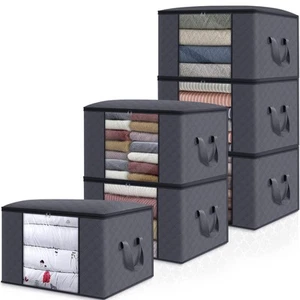 Clothes Storage Bags, Large Capacity Blanket Storage Containers Organizers fo... - Picture 1 of 6