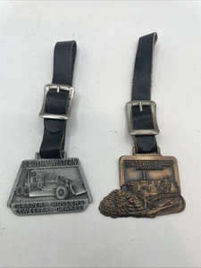Pair Of Watch Fobs Austin-Western Grader Roller Sweeper & Caterpillar D9 Dozer - Picture 1 of 9