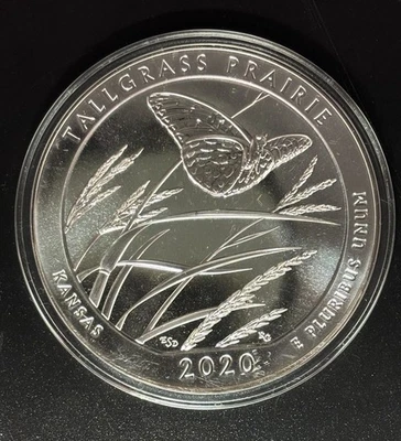 2020-P 5 oz Silver ATB Quarter Tallgrass Prairie Kansas .999 Fine BU America the - Image 1 of 2
