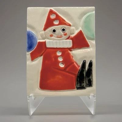 Vintage seltene Zsolnay Pecs Mid Century handbemalte Fliese Kinderzimmer Deko - Bild 1 von 4