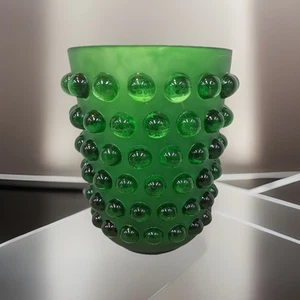 Lalique Style Crystal Green Mossi Vase H8.5” Maker Unknown Heavy Art Glass LE - Picture 1 of 8