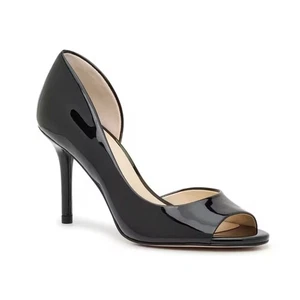 Marc Fisher Hadya Patent Lestgee Black Peep Toe stiletto Heels Sz 8 - Picture 1 of 7