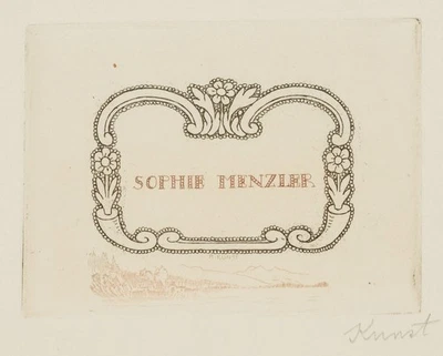 A. KUNST (1882-1937), Namensschild für Sophie Menzler, um 1915, Farbrad. - Bild 1 von 4