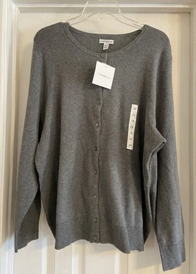 Croft&Barrow Women’s Gray Buttoned Sweater Size 2X NWT Cotton/Nylon - Image 1 of 4