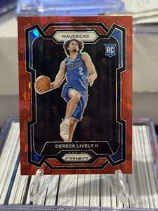 2023 Prizm Basketball red Cracked Ice Prizm RC Derek Lively II #163 Mavericks - Picture 1 of 2
