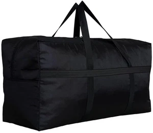 Extra Large Storage Duffle Bag with Zippers and Handles, Black Big Foldable D... - Picture 1 of 8
