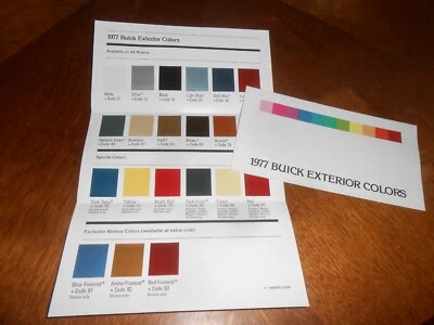 1977 BUICK EXTERIOR COLORS BROCHURE, PAINT CHIPS RIVIERA REGAL LESABRE ELECTRA + - Image 1 of 2