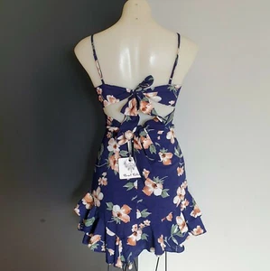 Women's size 6 'ANGEL BIBA' Stunning navy floral cocktail dress- BNWT - Picture 1 of 6
