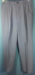 Vintage Nautica Golf Gingham Karo Hose 34 x 29 dunkelblau Plissee vorne Bündchen  - Bild 1 von 8