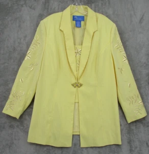 St Anthony Blazer Womens 20W Beaded Embroidered Hook & Eye Lined Event Yellow - Picture 1 of 16