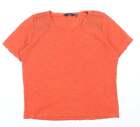 EWM Womens Orange Geometric Polyester Basic T-Shirt Size M Round Neck - Lace Det