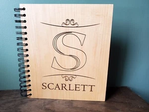 Personalized Engraved SCARLETT Wood Cover Photo Album Holds 4x6" Pictures 18 pgs - Picture 1 of 7
