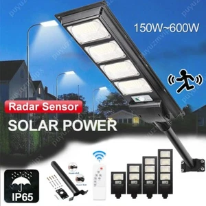 LED Solar Power Street Light with Pole Remote Control sensor Waterproof Garden - Picture 1 of 20