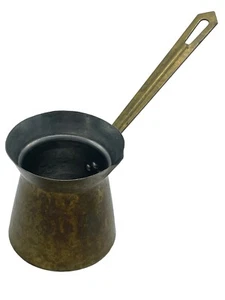 Vintage Brass Turkish Melting Pot Hand Hammered Tin Lined Long Handle Marked 3 - Picture 1 of 9