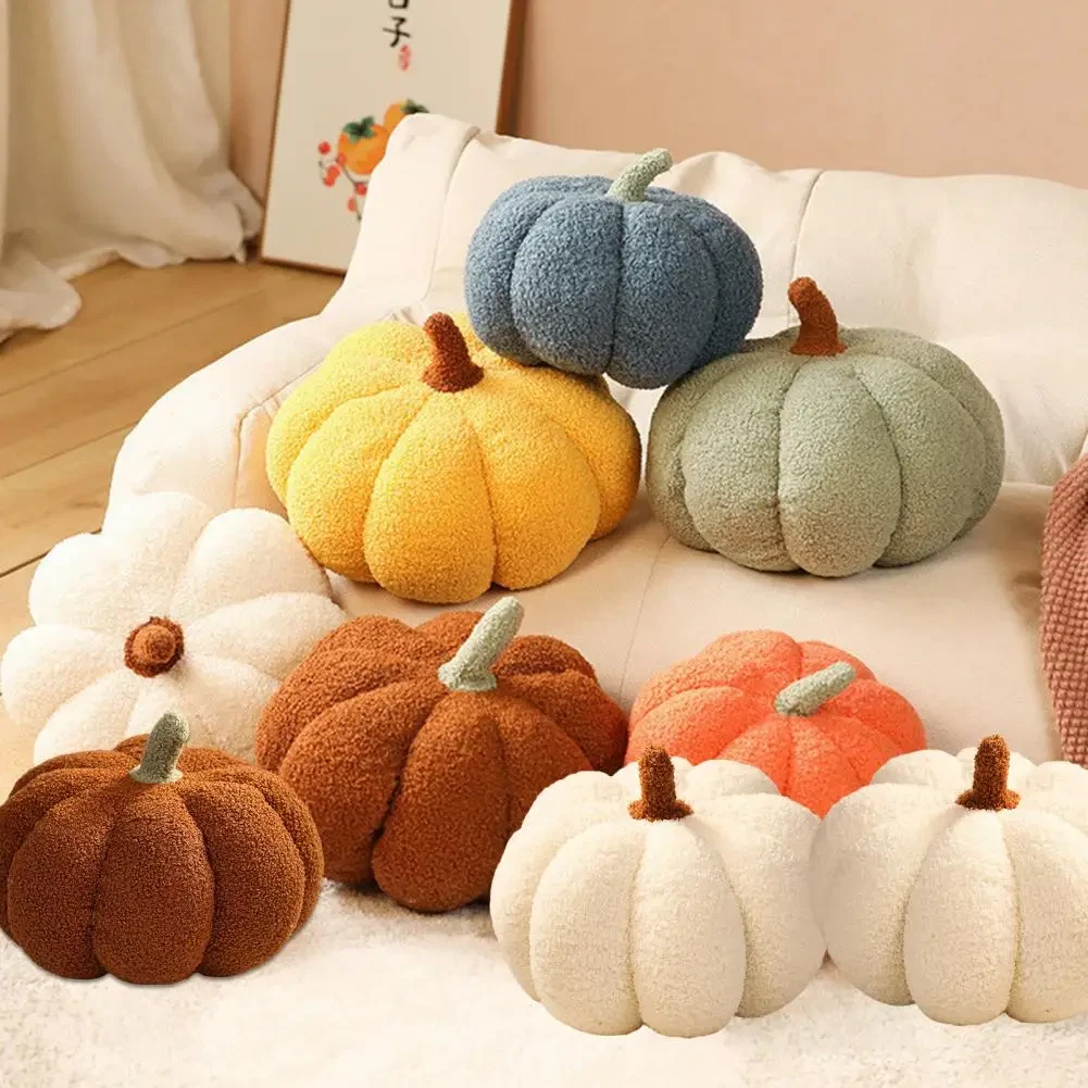 Plüsch Kürbis Kissen – 30 Cm, Deko-Kissen Für Sofa & Bett, Halloween- & Herbstdeko, Braun Oder Weiß