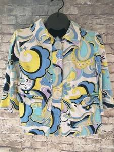 Focus 2000 Leinen Hemdjacke Gr. 4 gelb/blau/lila 3/4 Arm große Knöpfe - Bild 1 von 7