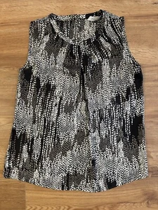 Nine West Damen schwarz weiß grau ärmellos Muschelbluse Top Größe Small - Bild 1 von 6