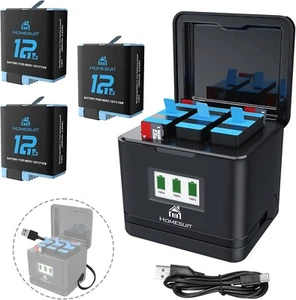 Homesuit Hero 12/11/10/9 Batteries 1800mAh and LCD Storage Charger for GoPro - Picture 1 of 6
