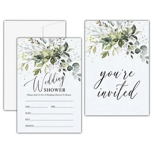 Greenery Wedding Shower Invitations Eucalyptus Bridal Shower Invites Minimali... - Picture 1 of 4