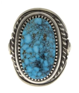 10,75 - Anello turchese naturale Birdseye Kingman dell'artista Navajo Derrick Gordon - Foto 1 di 4
