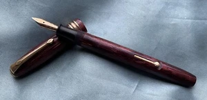 VINTAGE CONWAY STEWART No36, ROSE STRIPED, LEVER-FILLER, 14CT CS 5N NIB 1956 ENG - Picture 1 of 19