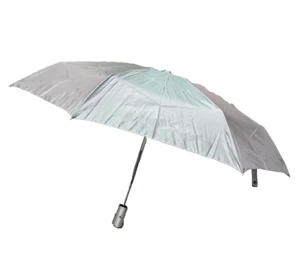 Samsonite Compact Auto Open Auto Close Umbrella Clip Handle Iridescent Silver - Picture 1 of 8