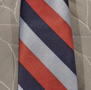 Rome Necktie 100% Silk Multi Color Stripe Blue Lilac Burgundy Vintage Excellent - Picture 1 of 9