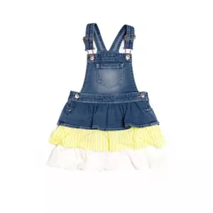 NEW Wonder Nation Toddler Girls 2T Jumper Dress Denim Blue Yellow White Eyelet - Picture 1 of 3
