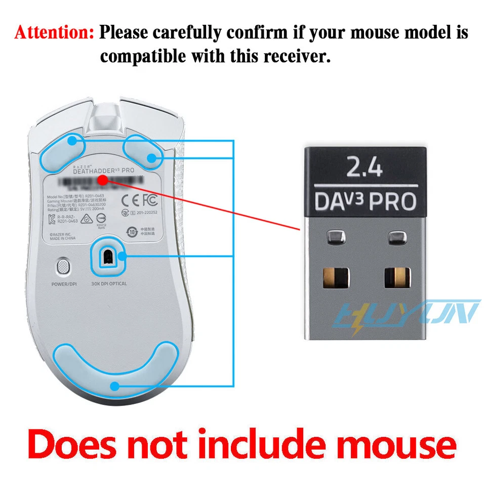 Adapter for Razer DeathAdder V3 Pro Wireless Gaming Mouse Receiver USB Dongle - Image 1 of 4