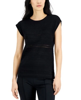 Suéter Alfani para mujer de punto mixto manga gorra negro profundo talla S Foto 1 de 3