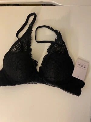 32AA Auden Deep Plunge Racerback + Convertible Straps Lace Push Up Bra Black NWT - Image 1 of 4