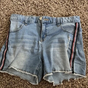 Justice red white and blue jean shorts size 18 - Picture 1 of 6