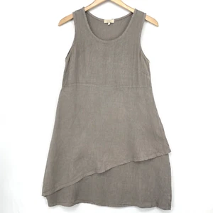 Ambra 100% linen Womens Dress Taupe Tan Italy Asymmetrical Sleeveless Size XS - Picture 1 of 10