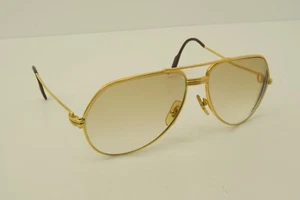 Authentic Cartier Vendome Louis Aviator 59 14 140 GP Sunglasses Striped Frames - Picture 1 of 16