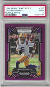 2024 Prizm Draft JAYDEN DANIELS LSU Rookie Purple Wave Prizm # 108 PSA 9 MINT - Bild 1 von 2