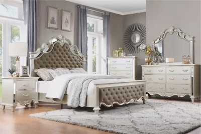 NEW Champagne Gold King 5PC Bedroom Set Modern Glam Furniture Bed/D/M/N/C - Image 1 of 4