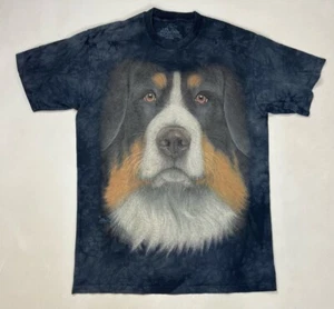 The Mountain Big Face Dog Graphic T-shirt Men Medium Black Tie Dye - Picture 1 of 7