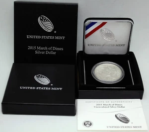 2015-P March of Dimes Commemorative Silver Dollar BU/Unc OGP & COA - Picture 1 of 3